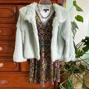 Vintage Y2K Bebe Light Blue Fur Jacket size S